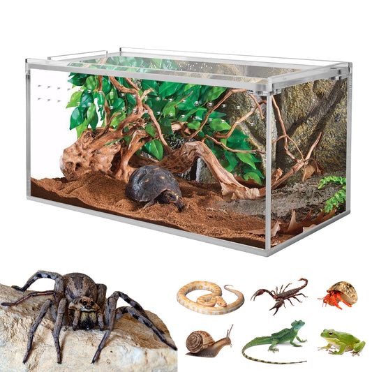 【No Assembly】Acrylic Tarantula Enclosure Terrarium with Magnetic Button,8 * 4 * 4" Thicken Isopod Enclosure,Spider Cage,Terrarium for Reptiles,Lizard,Juvenile Tarantulas
