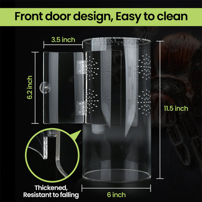 Front Opening Terrarium Jumping Spider Enclosure,12"*6"*6"Tall Arboreal Tarantula Enclosure Terrarium with Cross Ventilation,Waterproof Acrylic Reptile Enclosure