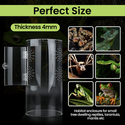 Front Opening Terrarium Jumping Spider Enclosure,12"*6"*6"Tall Arboreal Tarantula Enclosure Terrarium with Cross Ventilation,Waterproof Acrylic Reptile Enclosure